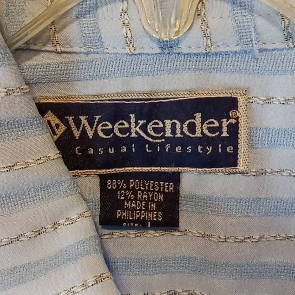 Vintage Weekender Sportswear  Light‎ Blue Single Pocket Button Front Shirt Men's